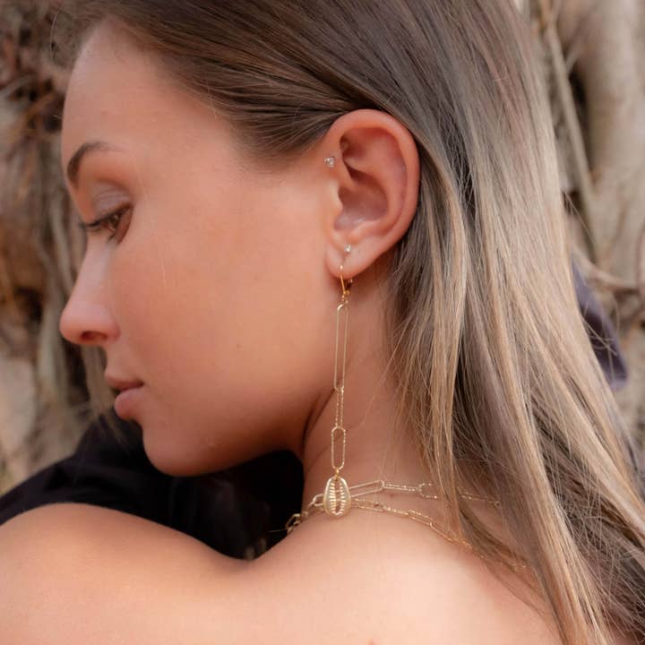 VERMEIL - Asymmetric LINKS EARRINGS per la vendita all'ingrosso da parte di VICTORIA DENY JEWELRY