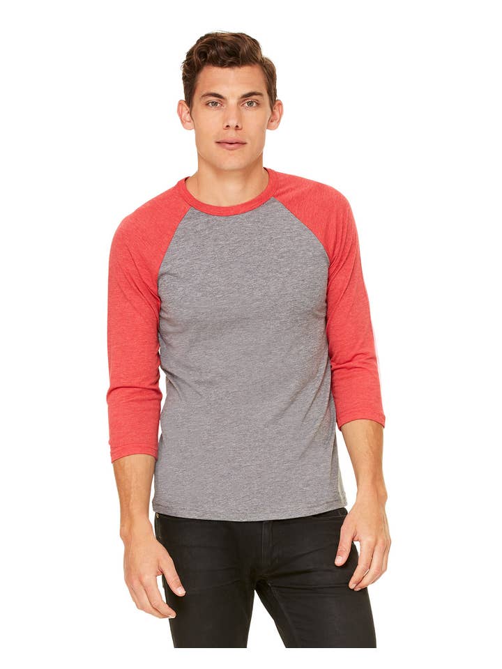 Total Apparel - Wholesale T-Shirt - Men's - Bella + Canvas 3200 - Unisex 3/4-Sleeve Baseball T-Shirt8