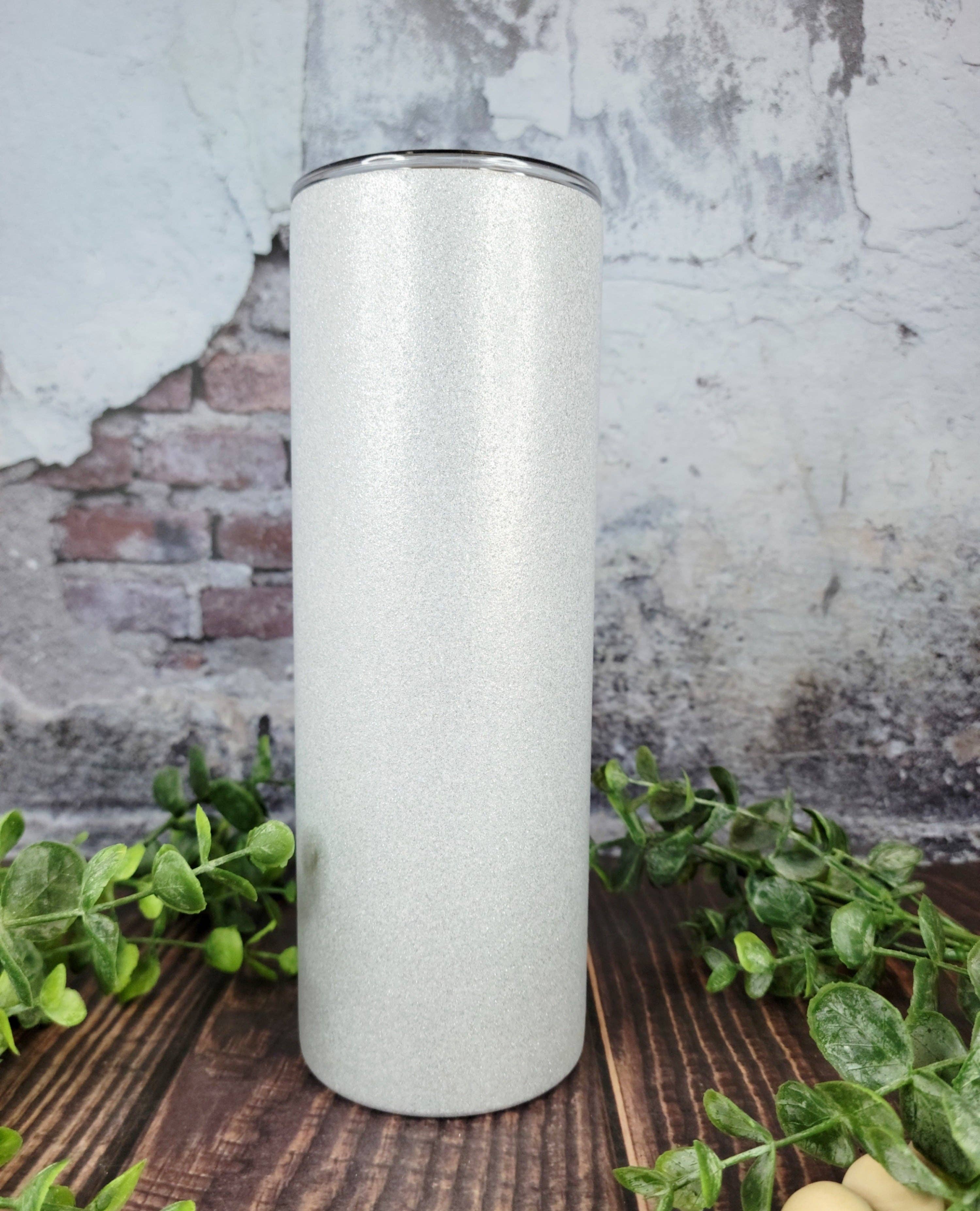 ACC Sublimation Blanks - Wholesale Insulated Mug/Tumbler - 20 oz Straight WHITE ROUGH GLITTER Sublimation ready skinny tumbler RTS, GLITTER sublimation tumbler1