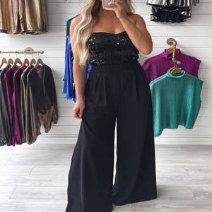 Formal Jumpsuits for Women Evening Party Sexy Sleeveless Sparkle Sequin  Splicing Elegant Dressy Rompers with Belt : : Clothing, Shoes &  Accessories