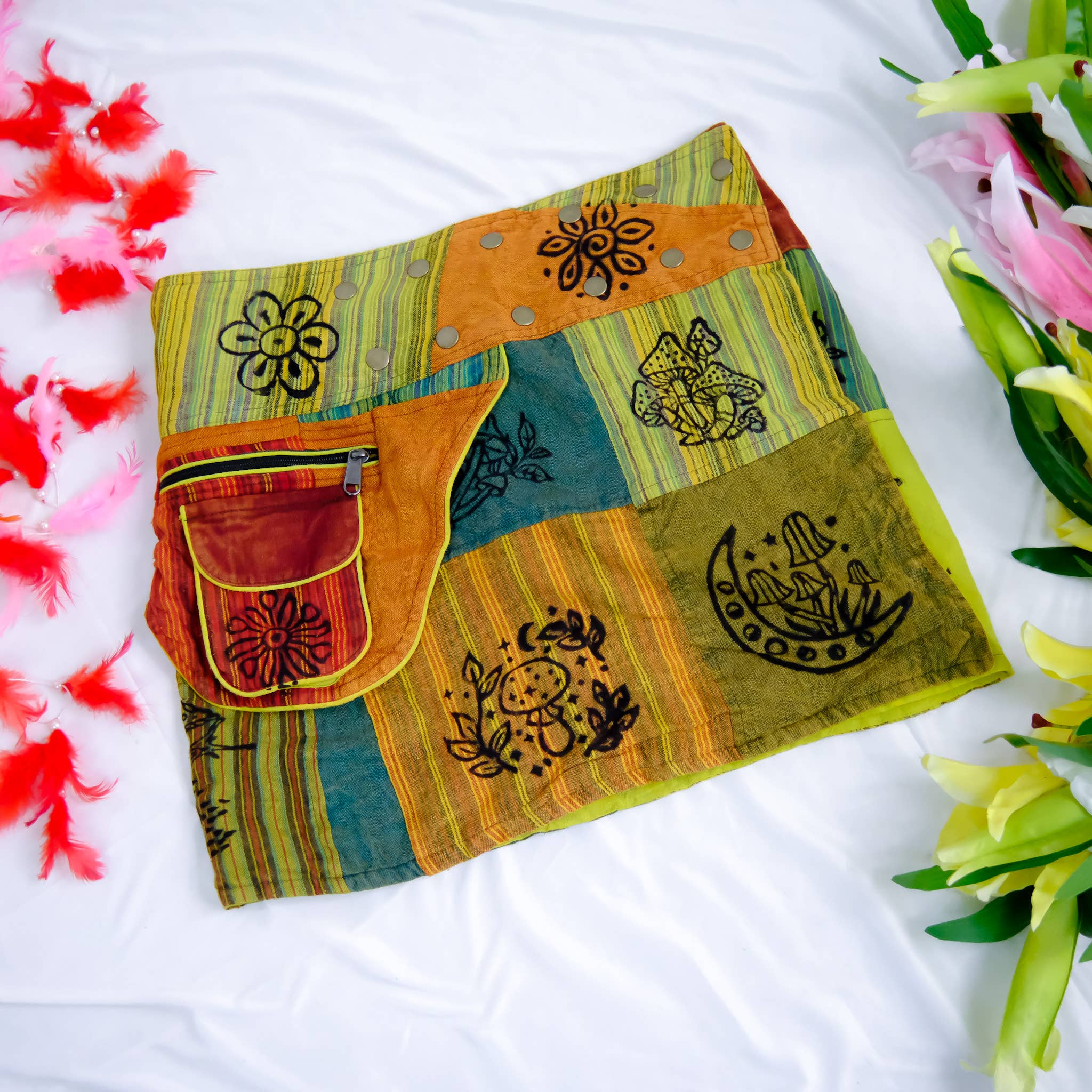 Karma Nepal Crafts - Wholesale Skirt - Women's - Patchwork Skirt with Button20