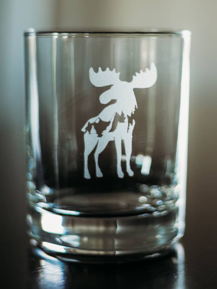 Etched Whiskey Glass, 14 oz Rocks Glass for wholesale by Lester Lou’s Designs