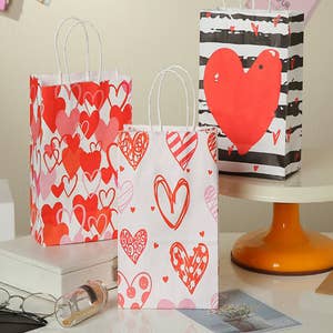 12pcs Valentine's Day Paper Gift Bags With Handle Paper Wrapping Craft Bags  For Funny Gifts Novelty Gifts Valentines Day Wedding Anniversary, Paper Ba