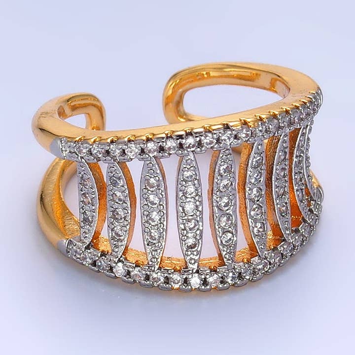 Gold Vintage Gold CZ Bold Adjustable ✦ RI-0117 for wholesale by Simply Jewels