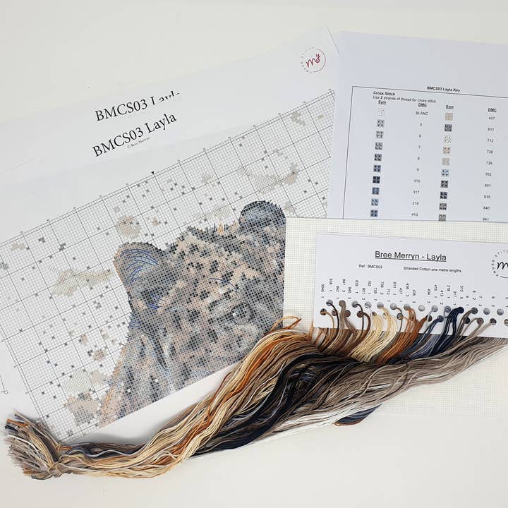 Creative World of Crafts - Wholesale Embroidery/Cross Stitch Supplies - Bree Merryn - Layla the Leopard Cross Stitch Kit