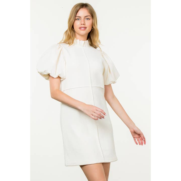 CREAM Puff Sleeve Corduroy Midi Dress for wholesale on Faire9