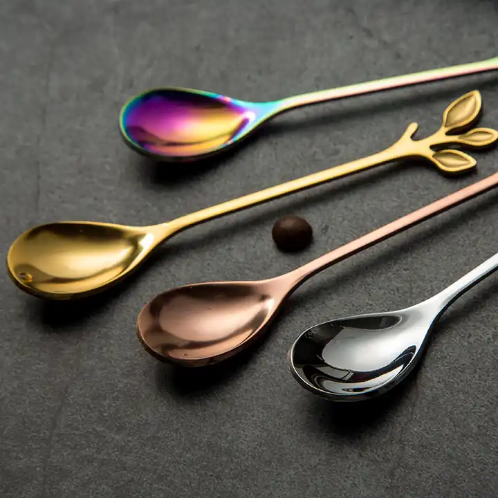 Sostraw & SmartThings - Wholesale Table Spoon (Cutlery) - Leaf Spoon - For Tea, Coffee or Dessert - 4 colors5