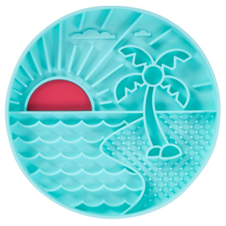 Beach Scene 8" Silicone Therapeutic Dog Lick Bowl-Interactive Dog Feeder for wholesale by Messy Mutts-US
