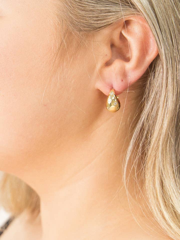 Hinged Hoops with Rhinestone Stars, Gold for wholesale by GRACE+EMMA by Southern Grace