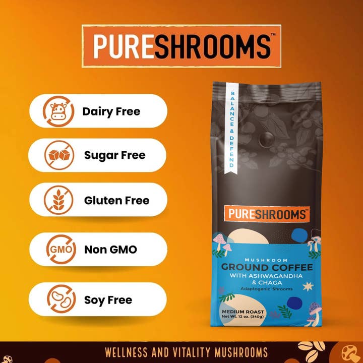 PureShrooms Inc. - Wholesale Ground Coffee - Balance & Defend Mushroom Ground Coffee 340g