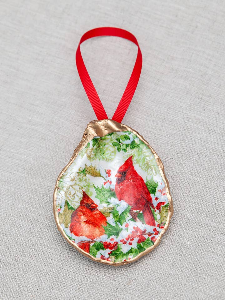 Ornament - Christmas Cardinal for wholesale by Blair's Oyster Shells