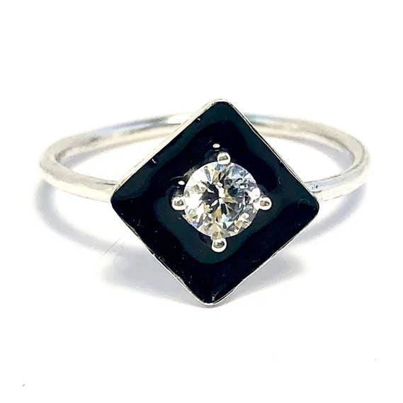 Diamond With Black Onyx Statement Ring for wholesale by Anne Swain Jewelry