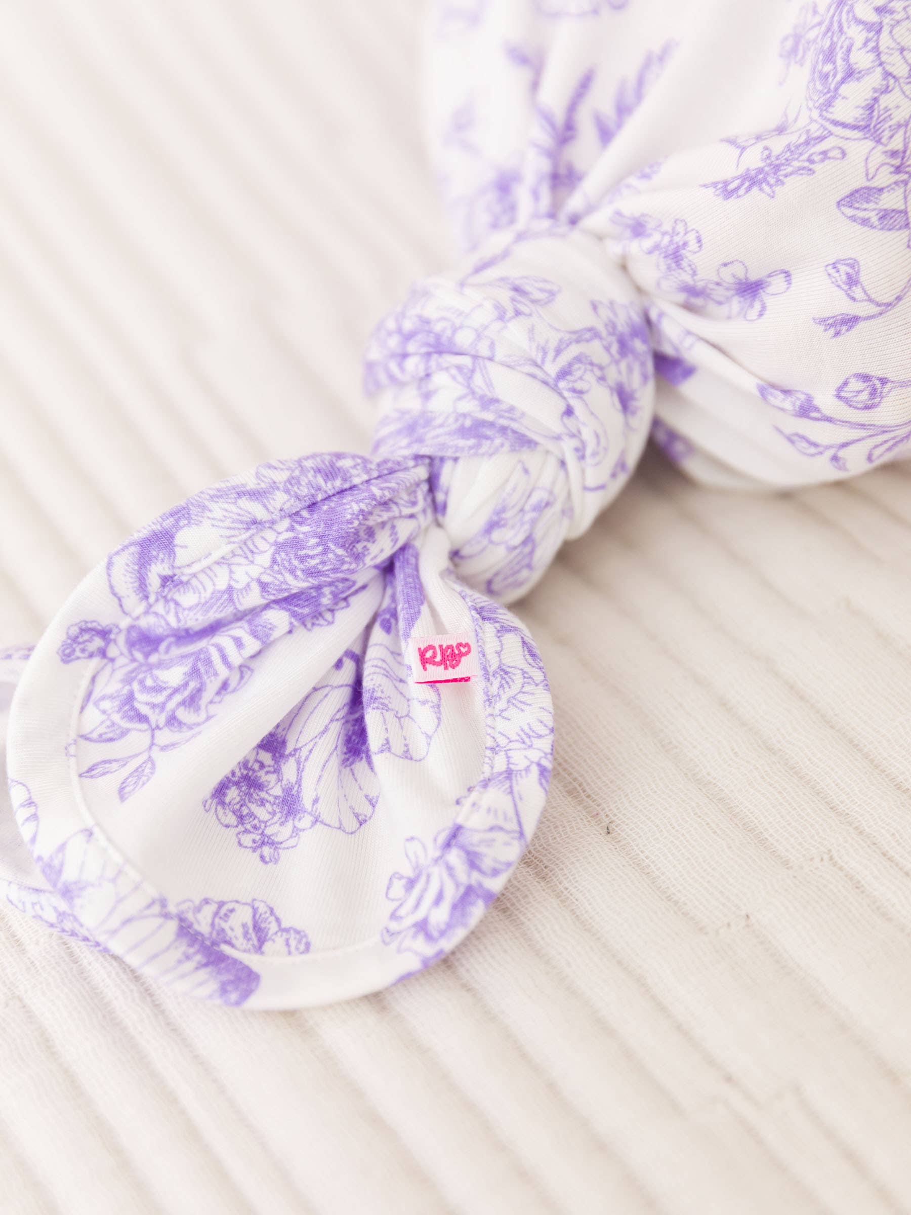 SoftSnooze™ Baby Girls Bamboo Viscose Wisteria Purple Butterfly Garden Toile Ruffle Knotted Sleep Gown & Bow Hat Set for wholesale on Faire7