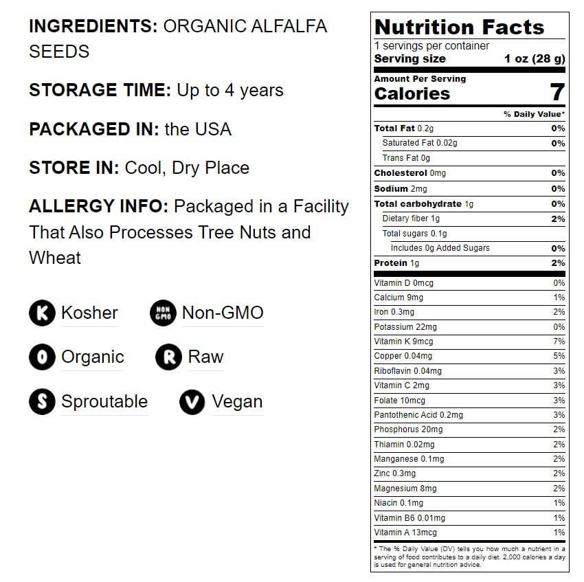 Food To Live - Wholesale Seeds/Kernels - Organic Alfalfa Sprouting Seeds — Non-GMO, Kosher, Raw2