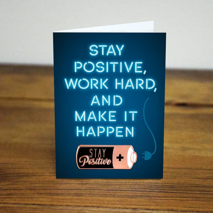 Stay positive work hard & make it happen battery enamel pin for wholesale by Lifebeats Gifts
