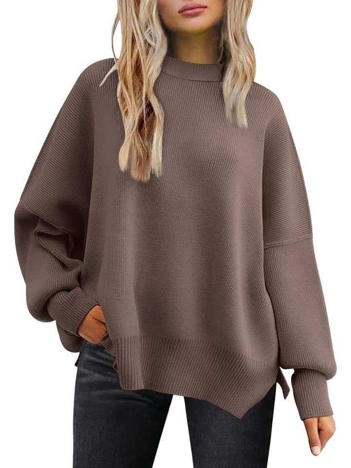 Chicto – Großhandel Strickpullover – Damen – Kuschelige Fledermaus-Pullover mit Rundhalsausschnitt für den Herbst