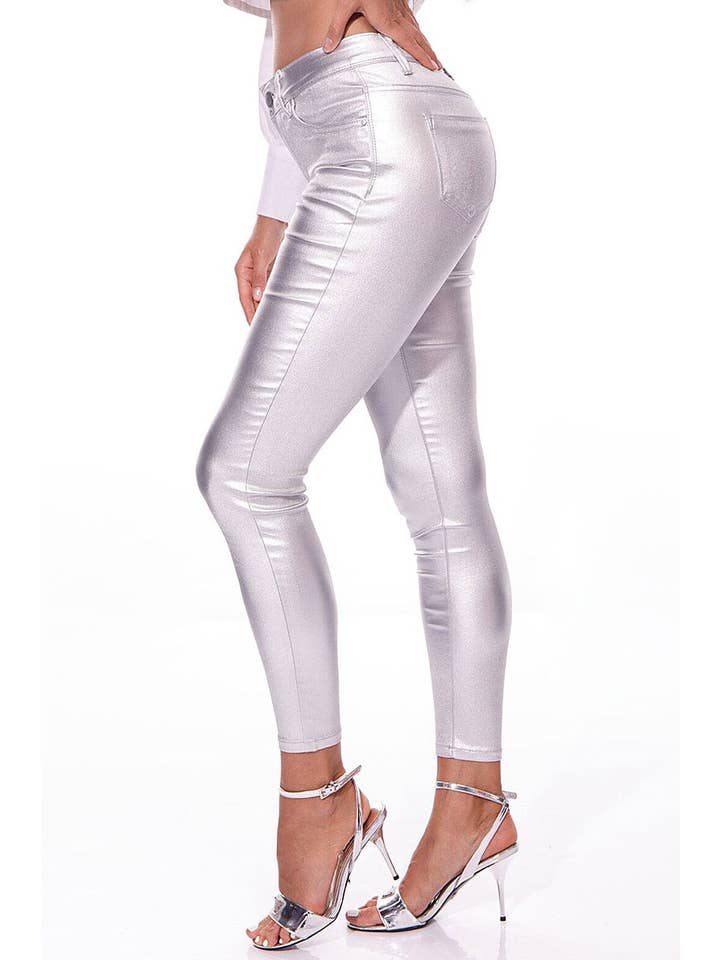 ROUSSEAU - Wholesale Pants - Women's - METALLIC SKINNY FIT PANTS WITH POCKETS
