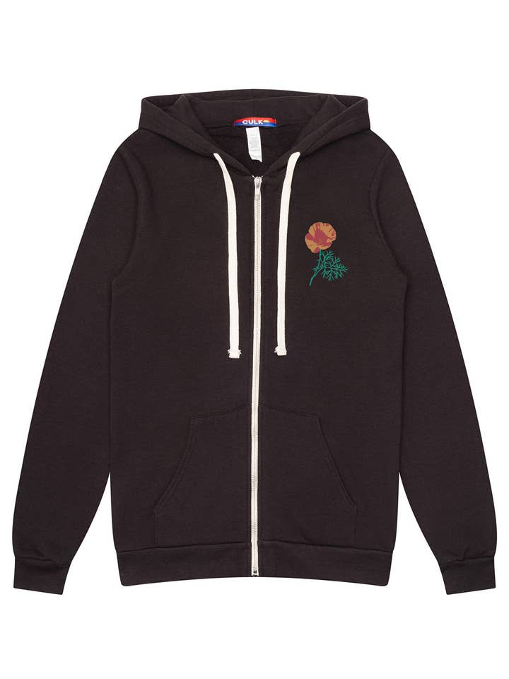 Poppy Zip-up Hoodie Tri-Black by Jen Kindell for wholesale by Culk