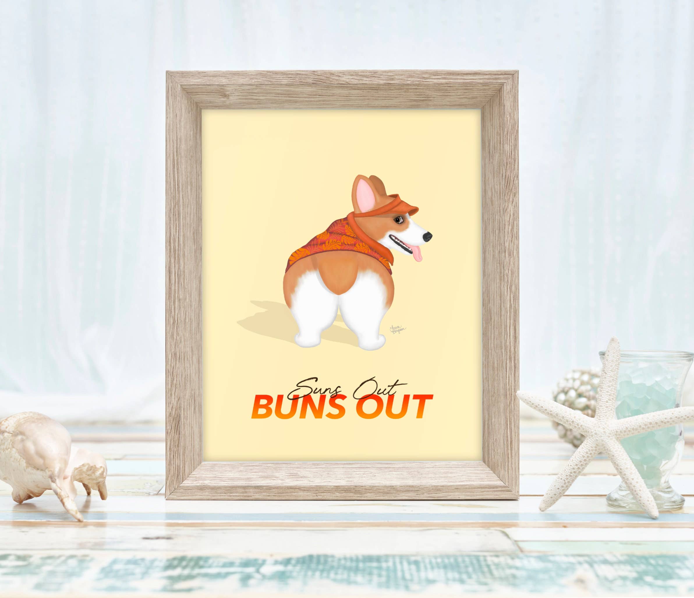 Laura Bergsma Studio - Wholesale Art Print - Corgi Dog Art Print, Suns Out Buns Out4