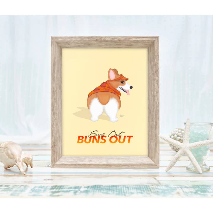 Laura Bergsma Studio - Wholesale Art Print - Corgi Dog Art Print, Suns Out Buns Out4