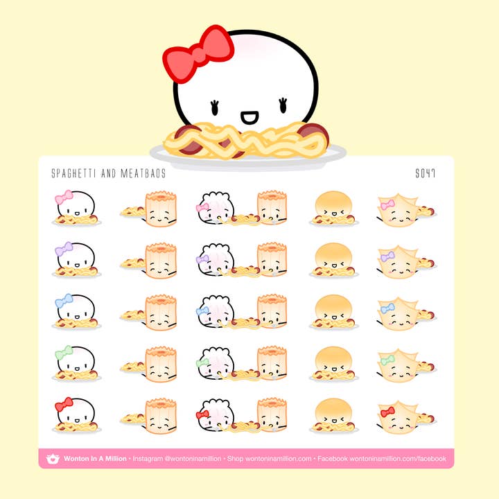 Wonton In A Million - Venta al por mayor Pegatina - Hoja de pegatinas de tema de pasta Vinglossicorn