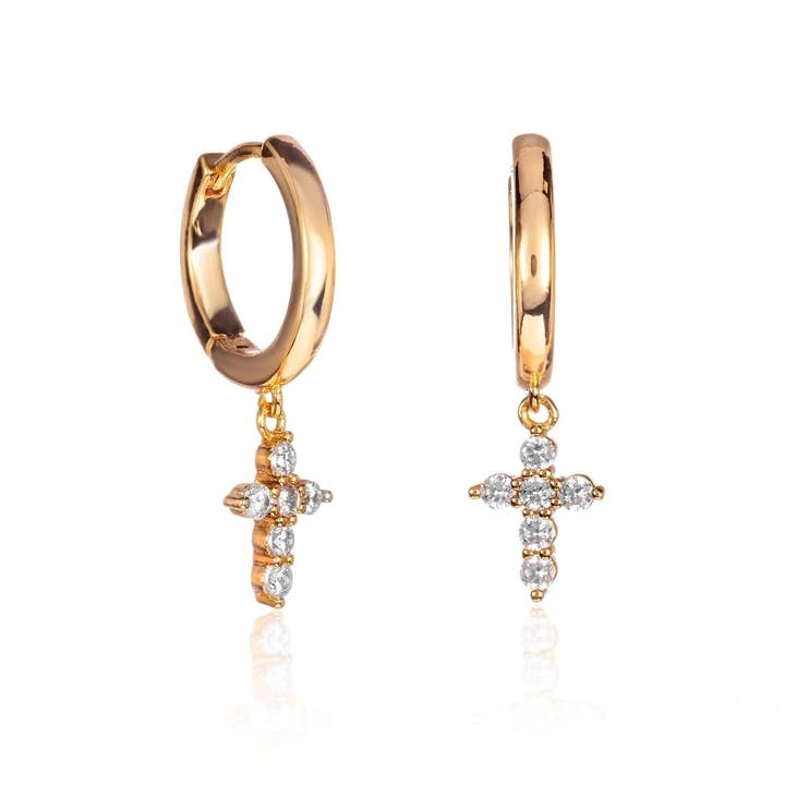 Gold Plated Cross Huggie Hoop Earrings for Women (Copy) for wholesale by Namana