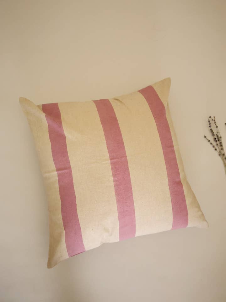 Oh! Streifen (Rose) Blockdruck Kissen für den Großhandel von Ninéh