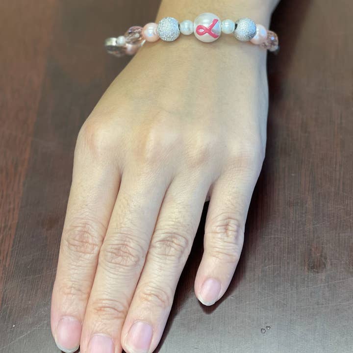 Fiona Accessories - Vendita all'ingrosso Bracciale con perline - Braccialetto Nastro Rosa Perla Consapevolezza del Cancro al Seno 3 Stili4