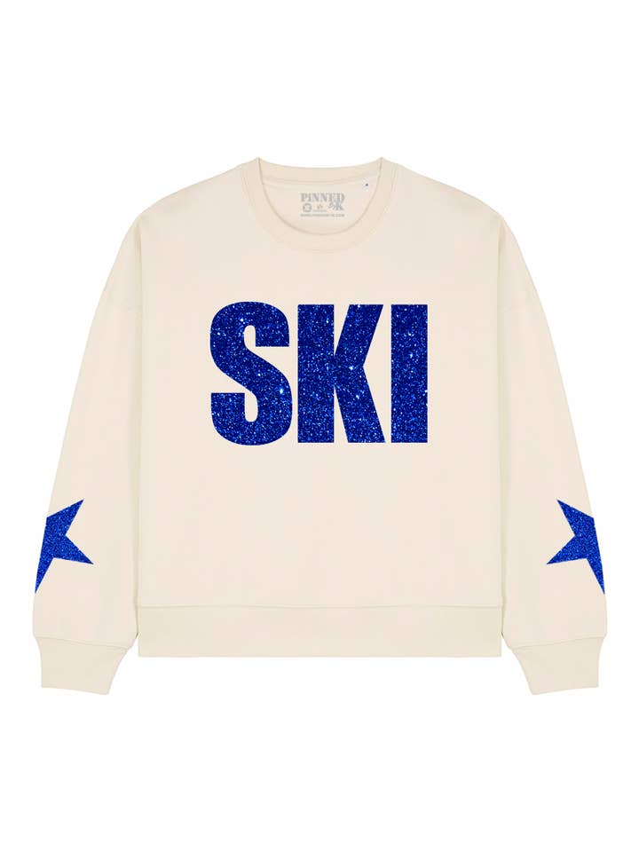 Boxy Sweater Ski Dark Blue Glitter for wholesale by PINNED by K