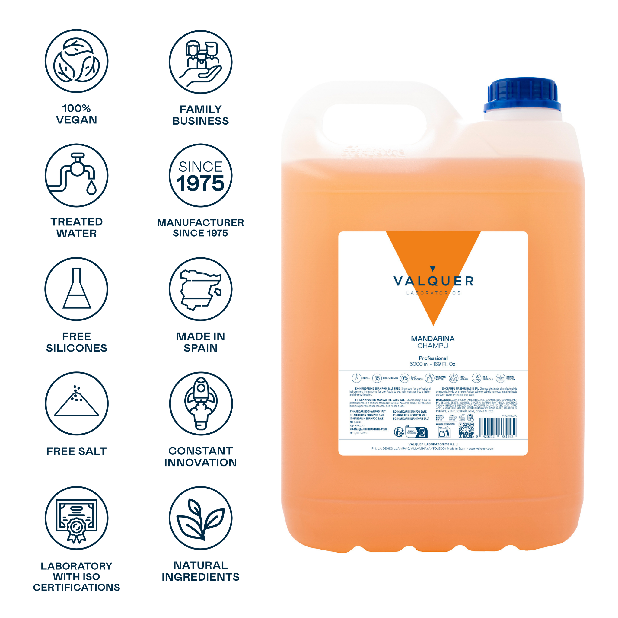 Valquer Laboratorios - Vendita all'ingrosso Shampoo - Shampoo alla mandarina senza sale - 5000 ml2