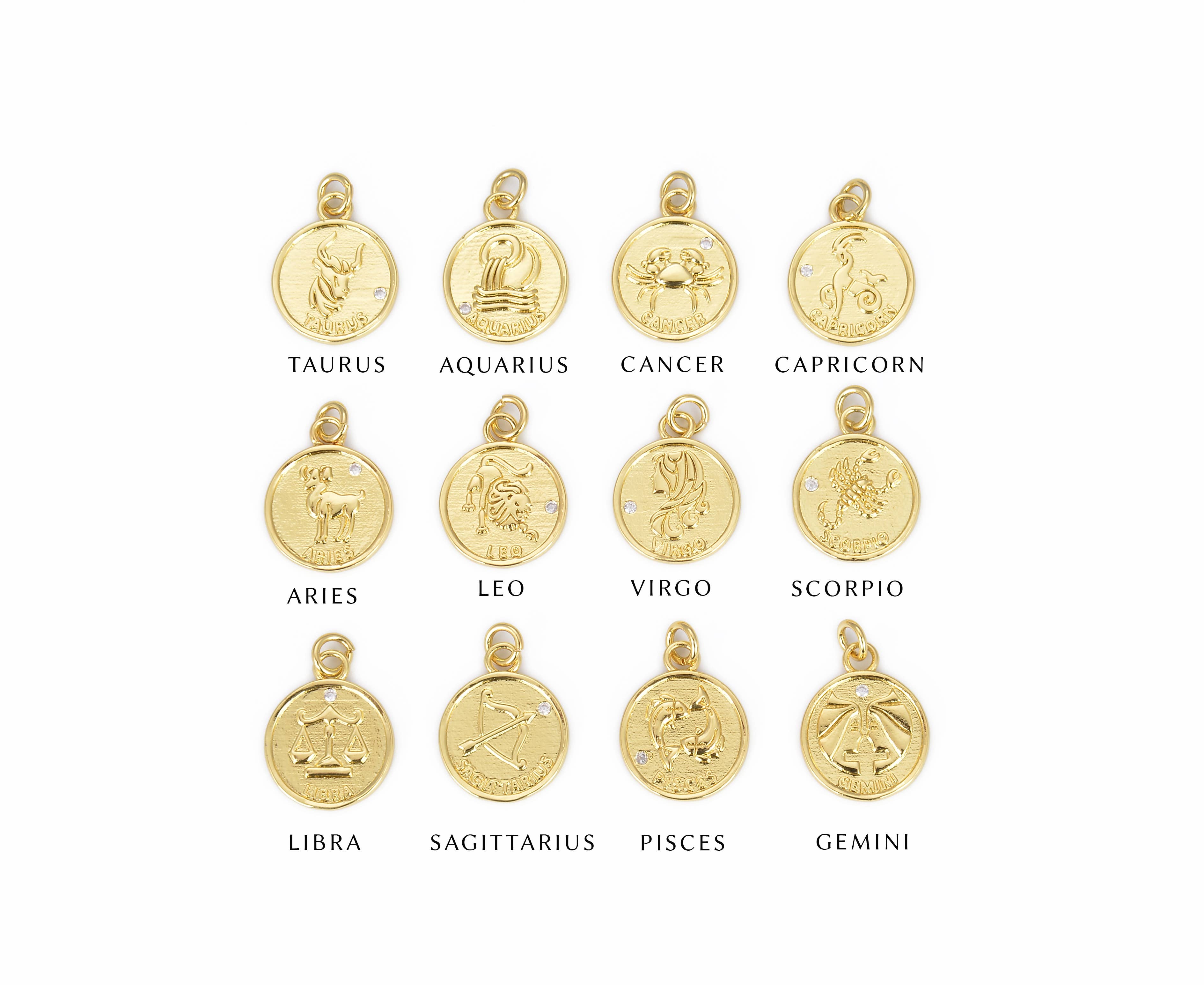 Beads Creation - Wholesale Individual Charm/Pendant - Astrology Zodiac Symbol Charm Pendant, 18K Gold-Filled Brass
