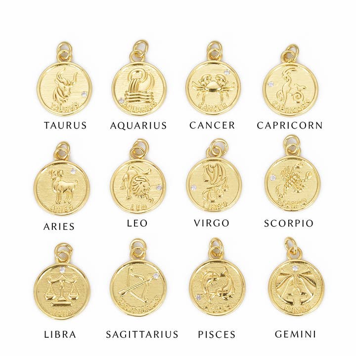 Beads Creation - Wholesale Individual Charm/Pendant - Astrology Zodiac Symbol Charm Pendant, 18K Gold-Filled Brass0