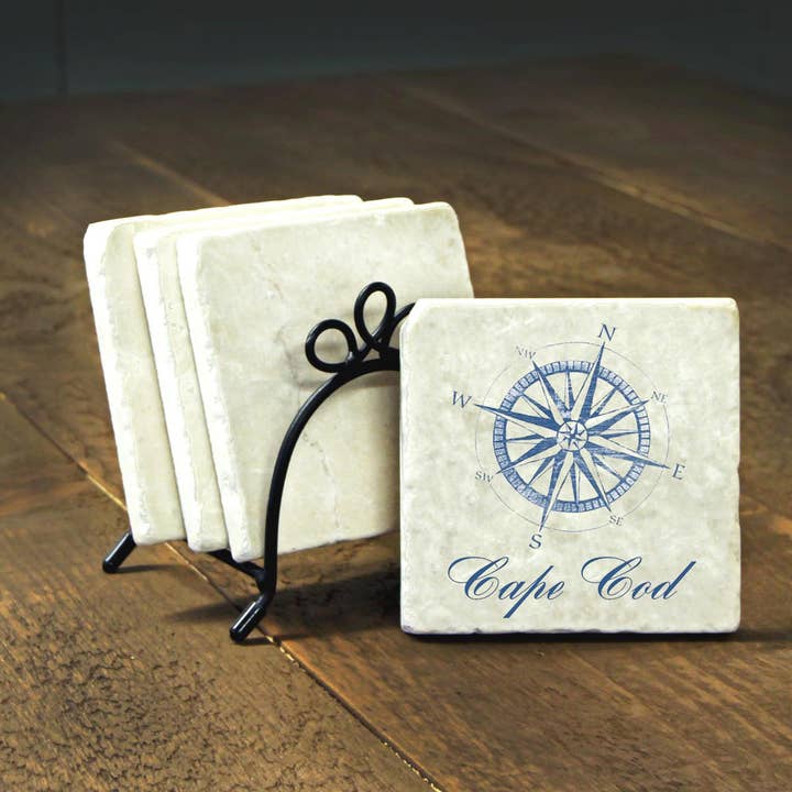 CM576- Compass Marble Coasters (Set of Four) for wholesale by Paint The Town