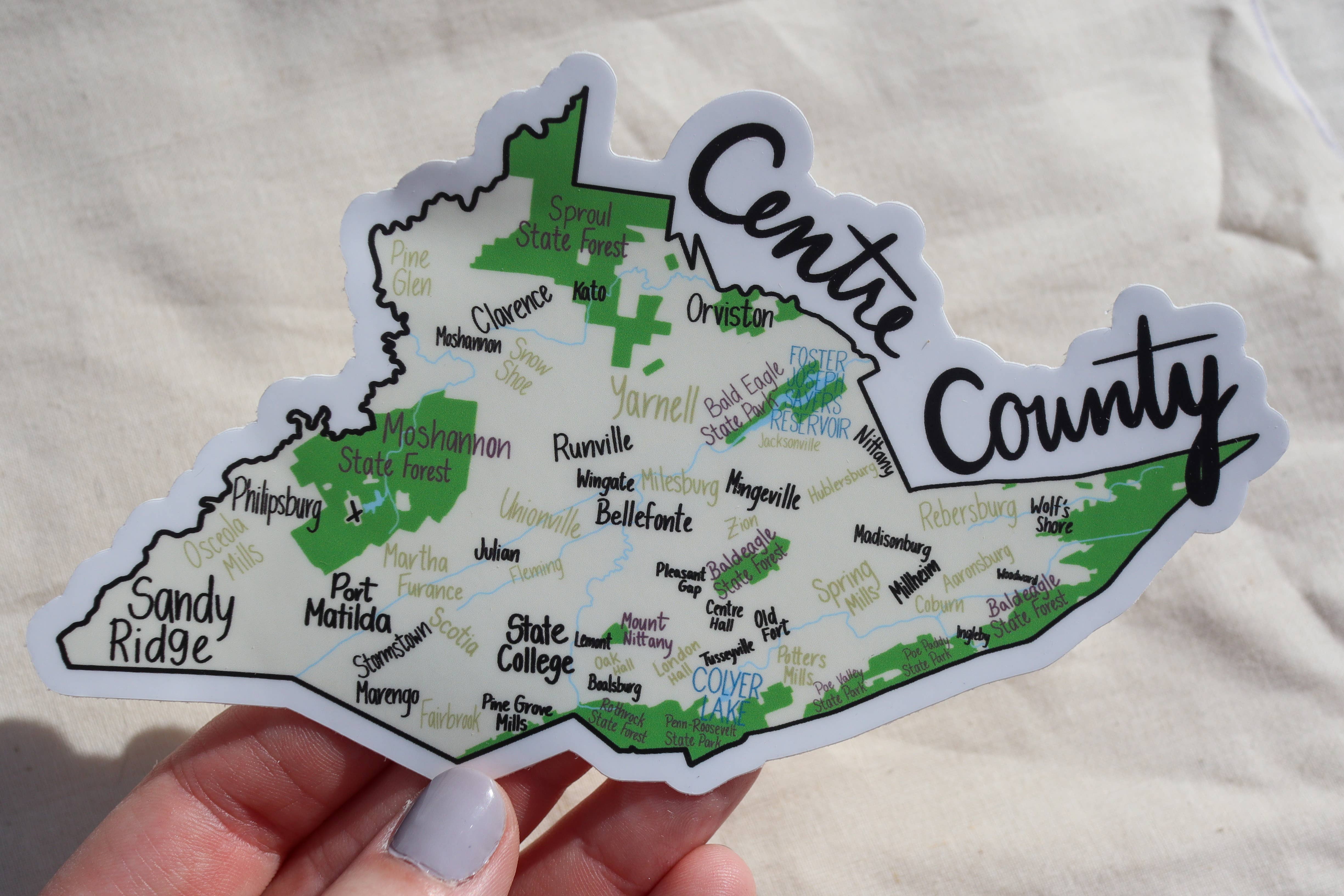 Sisters' Sunflowers - Wholesale Sticker - Centre County Map Sticker1