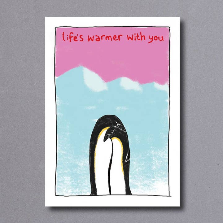 Penguins – greetings card for wholesale by Little Gallery