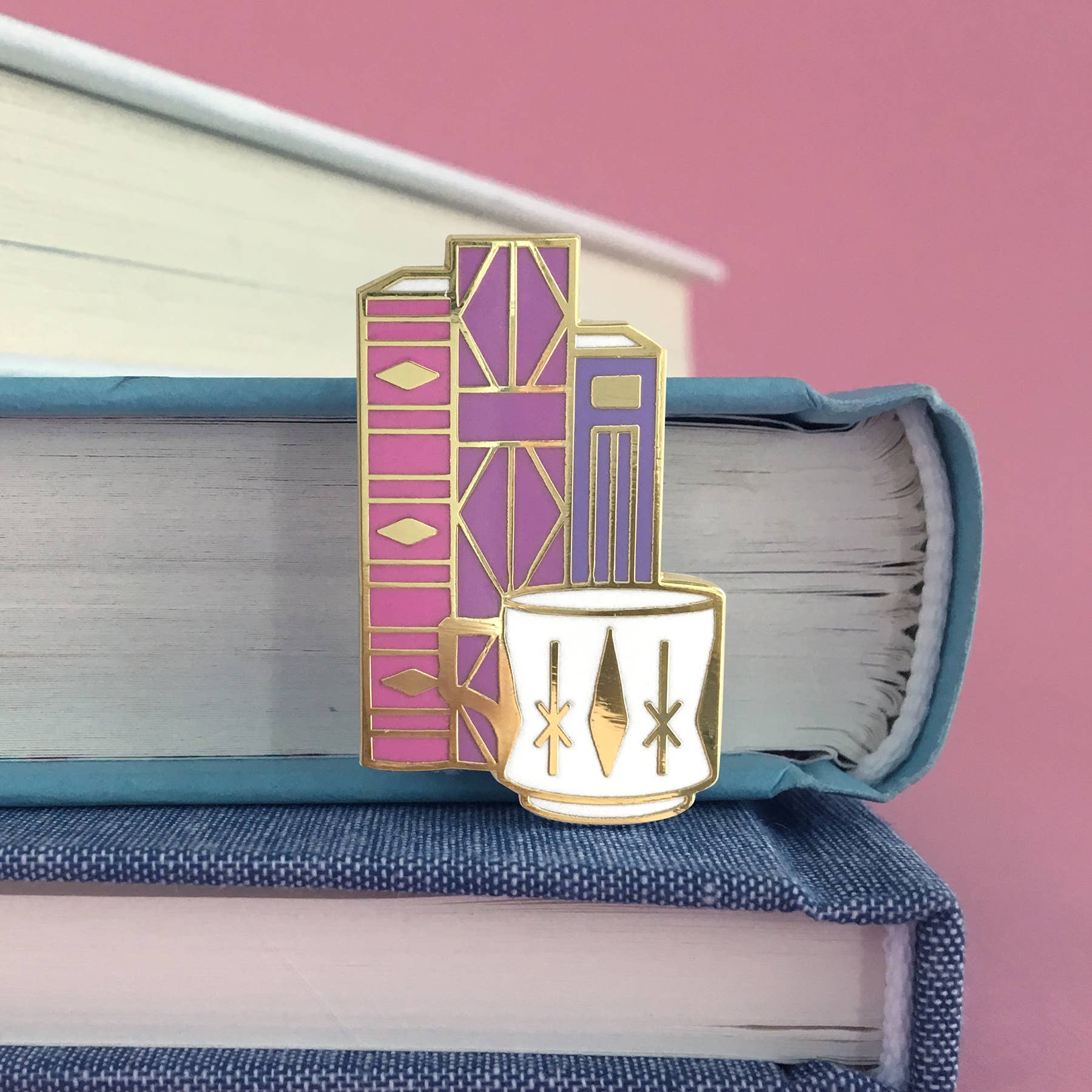 Rather Keen - Wholesale Lapel Pin/Button - Geometric Books and Mug enamel pin2