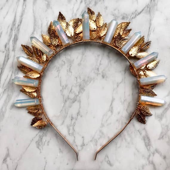 corona a foglie - corona Athena Crystal Halo per la vendita all'ingrosso da parte di Judy & Madeleine