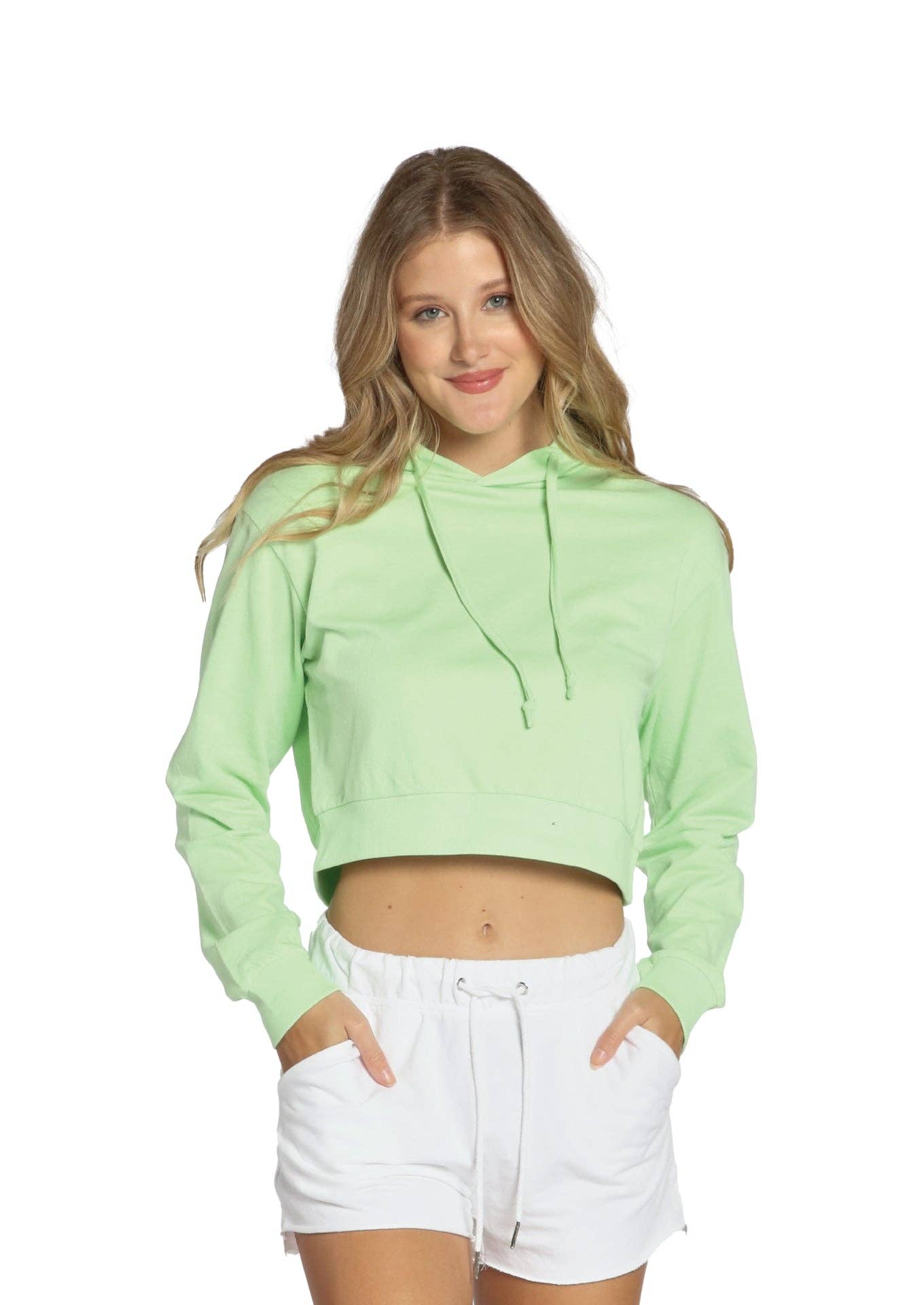 Cropped Hoodie, Long Sleeve Crop Top, Womens Wholesale Clothing, Blank  Hoodies