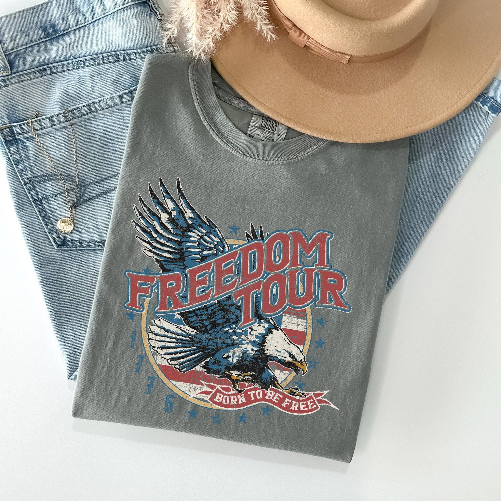 Refinery Number One LLC - Wholesale Screen Printed T-Shirt - Women's - Freedom Tour, America, 1776, Flag, Fighter Jets, Tshirt7