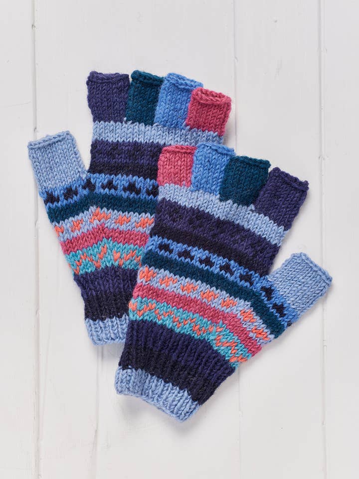Lamjura Fingerless Gloves, handknit for wholesale by Namaste