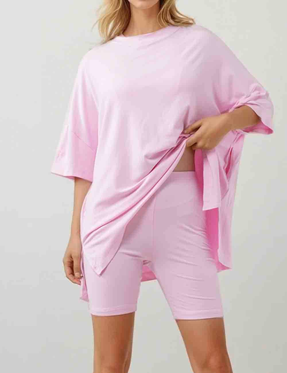 Sweetkama - Wholesale Lounge Set - Women's - Ladies Loose Top and Shorts 2PCS Casual Tee Set SKST2312916