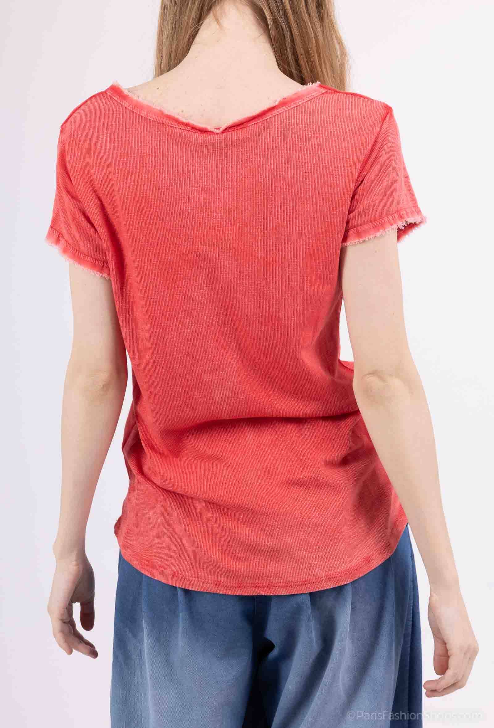 Pépouz' Paris - Wholesale T-Shirt - Women's - Washed cotton short-sleeve T-shirt PT250416