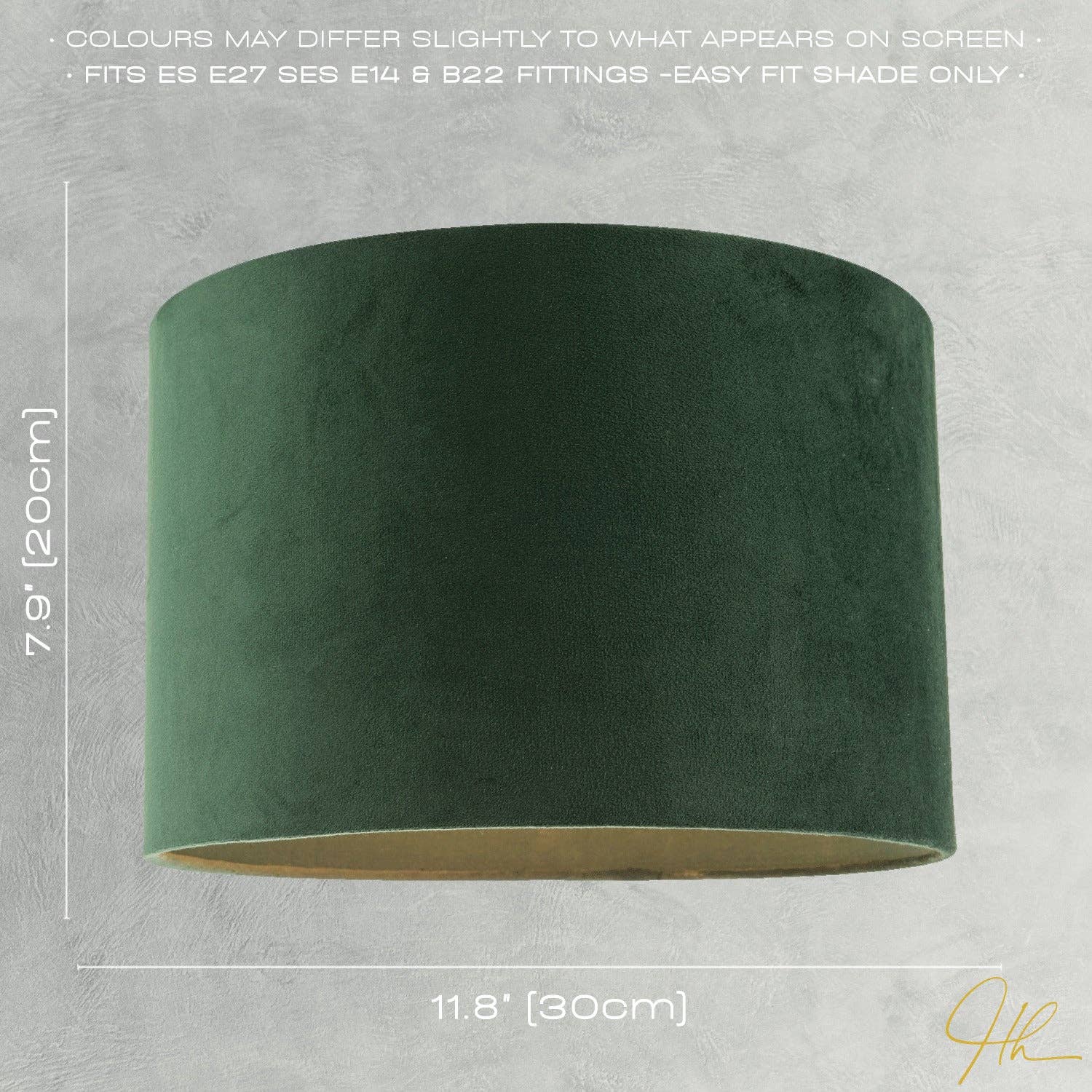Happy Homewares – wholesale Lampshade – Soft Velvet Forest Green Fabric Round Lamp Shade for Table or Pendant5