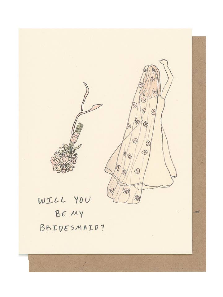 Cute Bridesmaid Greeting Card / Wedding Bouquet Toss Card for wholesale by For To From