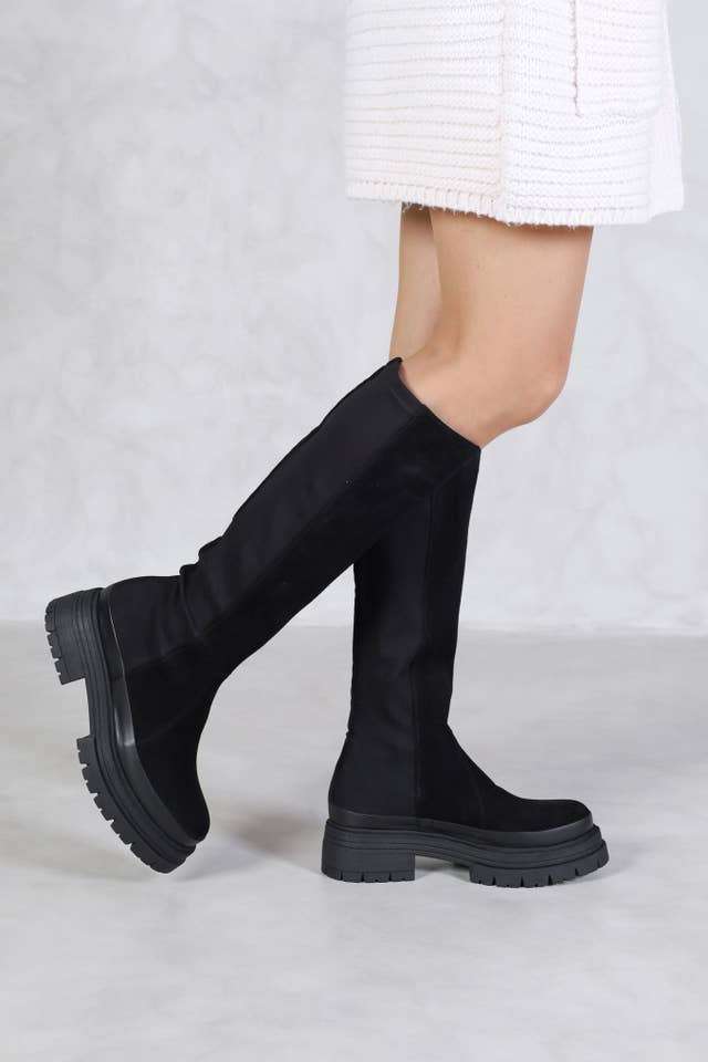 KMB Shoes - Wholesale Boots - Women's - MARGARET BLACK - Knee High Chunky Boots