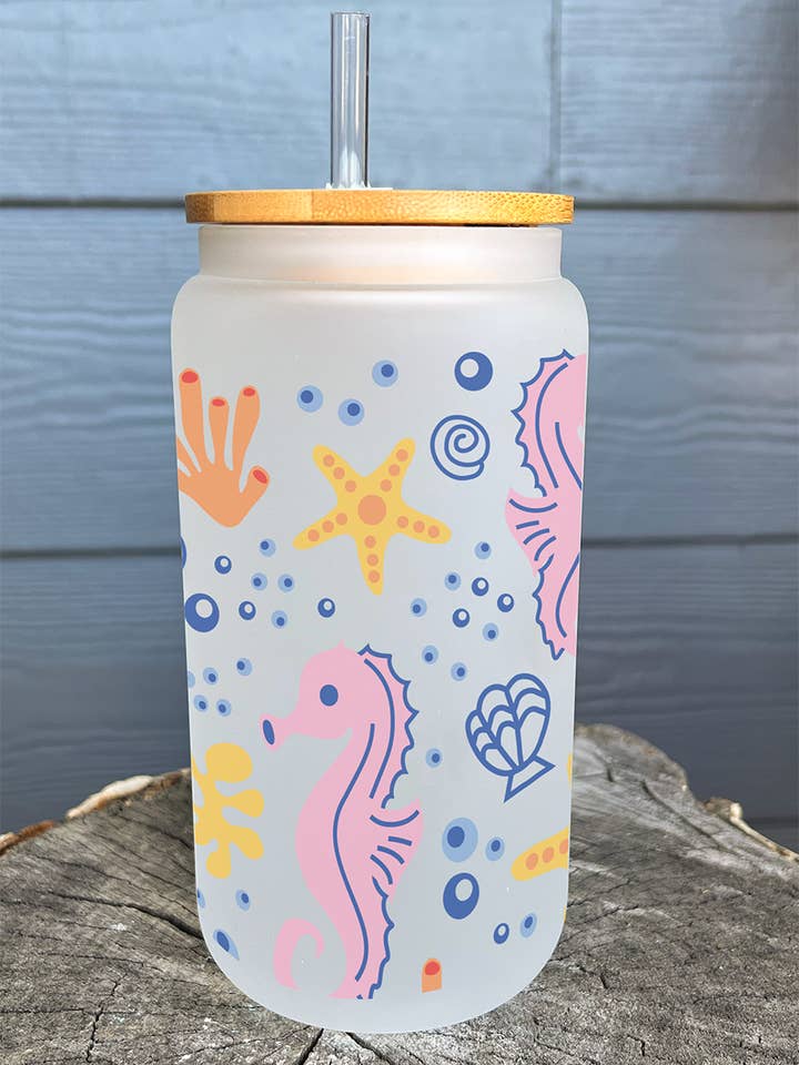 16oz Frosted Iced Coffee Glass with Lid and Straw (Copy) for wholesale by Lester Lou’s Designs