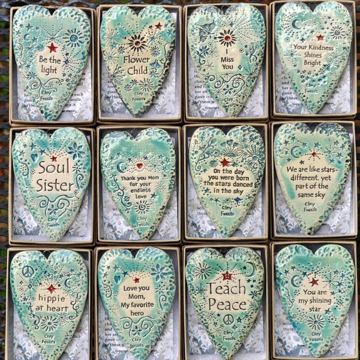 Clay Fossils - Wholesale Ornament - Mom endless love, pottery ornament, USA, gift, best seller