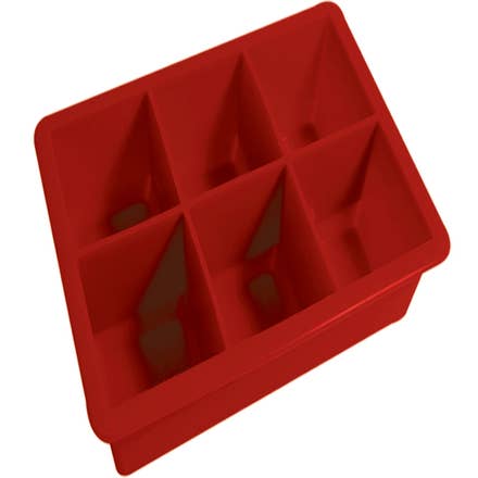 Zulay Kitchen Silicone Square Ice Cube Mold and Ice Ball Mold (Set of 2) Red