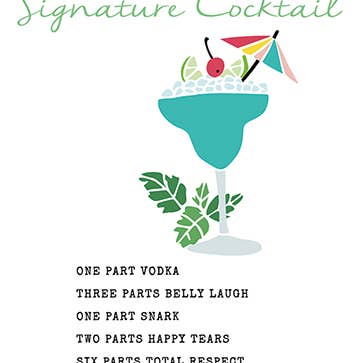 OUR COCKTAIL ANNIVERSARY GREETING CARD 4.5 x 6.25" for wholesale by Calypso Cards LLC