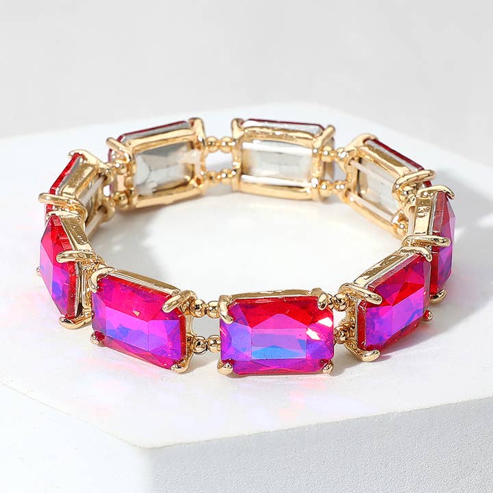 Sensibling Corp. - Wholesale Link & Chain Bracelet - Emerald Cut Stone Stretch Evening Bracelet14